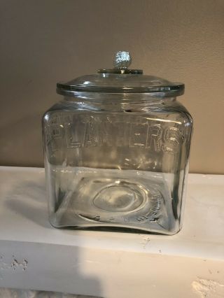 Antique Planters Peanuts Store Display Jar w/ Lid Glass Advertising Rare 4