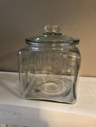 Antique Planters Peanuts Store Display Jar w/ Lid Glass Advertising Rare 8