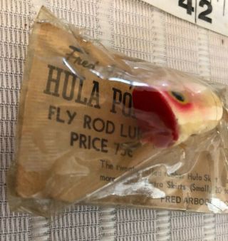 VINTAGE 40s FRED ARBOGAST HULA POPPER FLY ROD FISHING LURE AUTHENTIC 1st EDITION 2