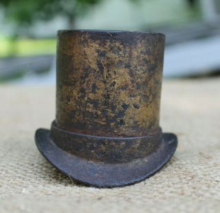 Antique Cast Iron Pass Around The Hat Coin Still Bank Top Hat Vtg Old