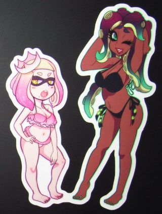 Splatoon Pearl And Marina Swimsuit 4.  7 " X 6.  5 " Glossy Sticker