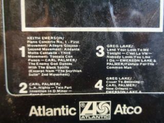 Emerson Lake & Palmer 8 Track Tape 1 & 2 4