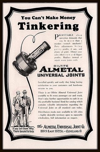 1926 Ad Almetal Universal Joint Co Universal Joints