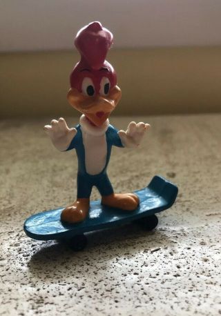 Vintage Woody The Woodpecker Walter Lantz Pvc Figure 2.  5” Skateboard Cake Topper