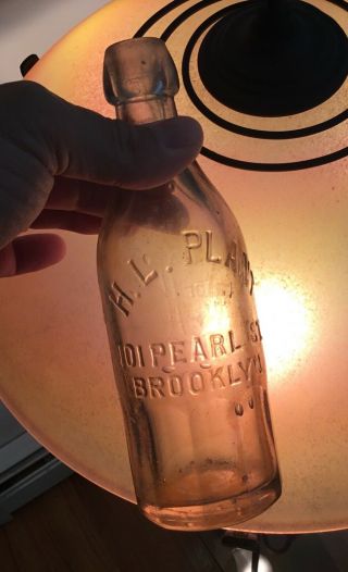 Antique H L Plant Beer Soda Blob Bottle Brooklyn Ny Advertising 101 Pearl St