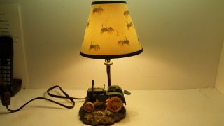 Vintage John Deere Tractor Accent Lamp With Shade Dl20m Resin 1999