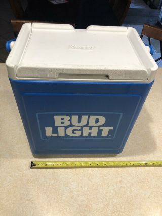 Vintage Blue Coleman Bud Light Beer Advertising Sign Cooler Anheuser - Busch
