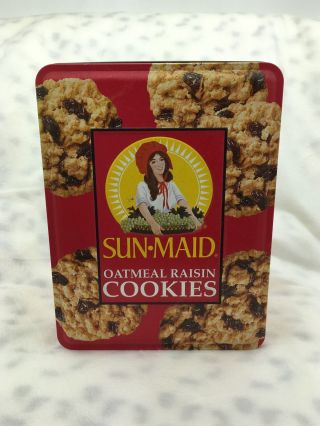 1990s? Sun - Maid Raisins Collectible Tin Raisin Oatmeal Cookie Advertising