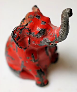 Elephant Paperweight Crane & Breed Coffin Co.  Cincinnati Oh Cast Red Painted