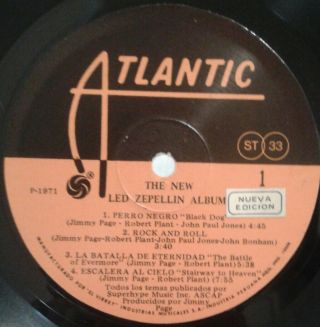 Led Zeppelin The Album Misprint Plant Page Bonham Hard Rock Lp From Peru