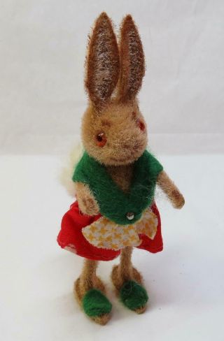 Vintage Wagner 4 " Miniature Flocked Dressed Easter Bunny Rabbit West Germany