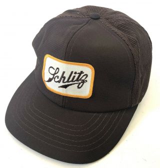 Schlitz Beer Trucker Hat Cap Vintage Brown Mesh Snapback Made In Korea