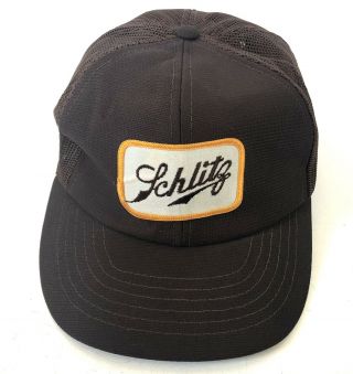 Schlitz Beer Trucker Hat Cap Vintage Brown Mesh Snapback Made In Korea 2