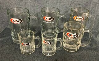 Vintage A&w Root Beer Glass Mugs Set Of 6