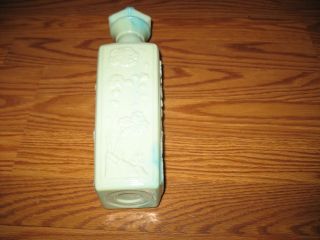 Vintage Jim Beam Liquor Decanter Bottle Green/blue Milk Glass