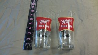 Two Whitetail Deer Buck Vintage Miller High Life Beer Clear Heavy 6 " Glasses