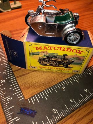 Lesney Matchbox Yesteryear Y8 - B 1914 Sunbeam Motorcycle With Sidecar And Box
