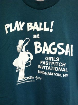 Johnny Hart B.  C.  Bc Comic Creator Art 1996 Xl Shirt Playball Bagsai Ny Fastpitch