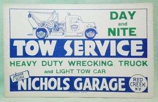 Nichols Garage Red Creek Ny Tow Truck Wrecker Service Cato Show Print 1940 