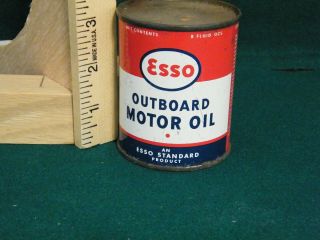 Vintage Rare Esso Outboard Boat Motor Oil Can Full 8oz 2 Cycle