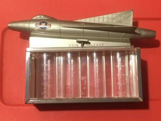 Mechanical Coin Bank Us Air Force Military Toy Jet 1960 