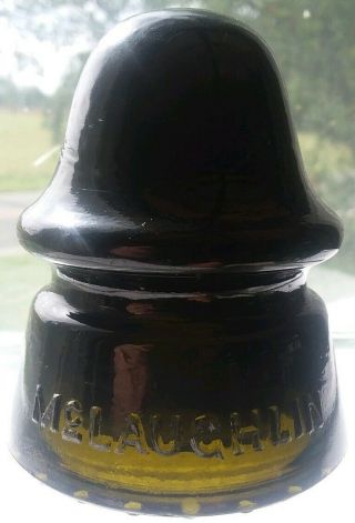 Exceptional Vnm Olive Green Blackglass Cd 160 Mclaughlin No.  14 Insulator W/ Rdp