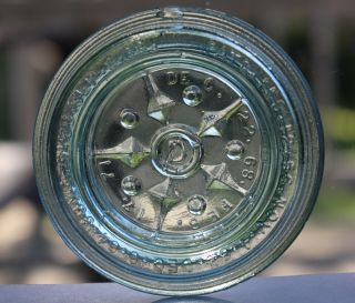 Scarce The Pearl 1871 Cornflower Glass Lid 7 Pat Dates Antique Fruit Canning Jar