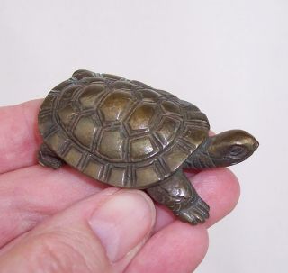 Signed Vintage Solid Bronze Miniature Tortoise Turtle Very Detailed Weight