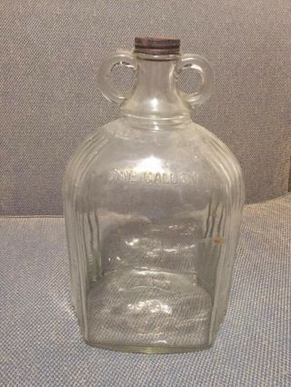 1 Gallon Art Deco Antique Vintage Glass Bottle Double Handle Whiskey Jug