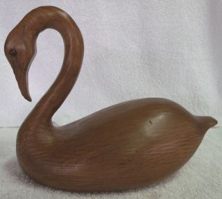 Vintage Wood Sculptures - - Mahogany Swan - - Made Of Resin - 7 1/2 " Tall - - Great Patina