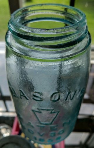 Aqua Quart Mason Patent Nov 30th 1858 w/ Keystone Jar Whittling Orange Peeling 5
