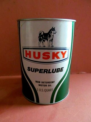 Vintage Husky Motor Oil Quart Can Superlube Sae - 10w