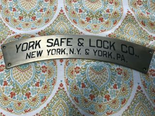 York Safe & Lock Co.  - Name Plate From Round Vault Door - 1930 - Rare