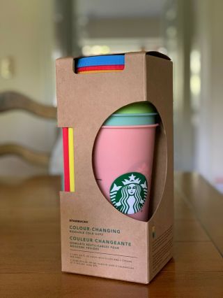 Starbucks Color Changing Reusable Cold Cups 5 Pack 24oz With Straws 2019