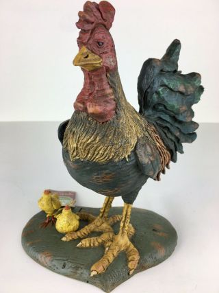 American Chestnut Folk Art Rooster W Chicks Am2004 Nib Country Primitive Rooster