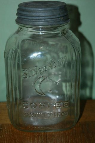 Vintage Silver Moon Brand Coffee Jar With Ball Zinc Lid From Memphis Tennessee