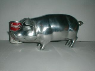 Aluminum Metal Cast 13 " Pig Piggy Coin Bank Sculpture Figure Like Arthur Court