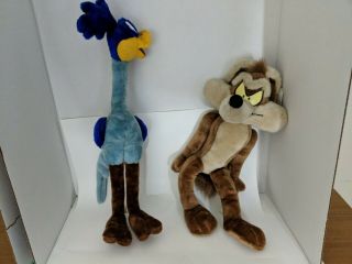 Rare Wile E.  Coyote And Road Runner Plush Toy Set 1998