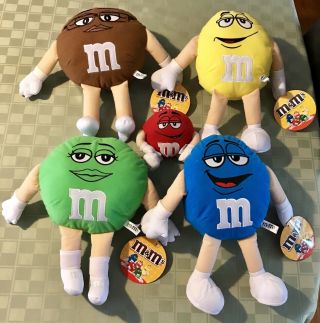 4 12 " M&m Character Stuffed Plush Toys Blue Green Yellow Brown,