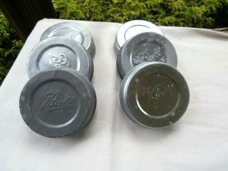 Vintage Ball Zinc Mason Jar Lids Caps Porcelain Lined - 6 Caps - Old Stock
