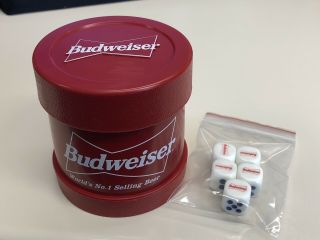 Vintage Budweiser Dice Cup With 5 Dice