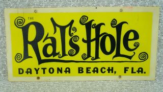 Vintage Rare The Rats Hole Daytona Beach Fla License Plate Tag