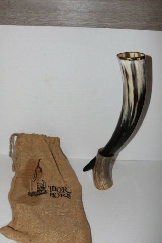 Thor Horn Large Viking Drinking Horn With Stand Authentic & Food Safe Cup