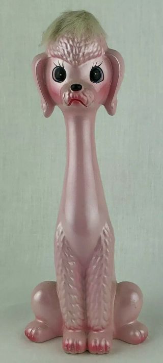 Long Neck Pink Poodle Dog Figurine Porcelain Vtg Fur Japan
