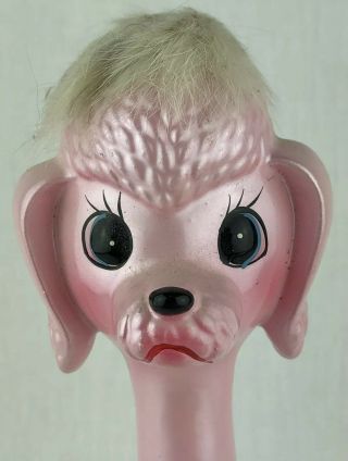 Long Neck Pink Poodle Dog Figurine Porcelain Vtg Fur Japan 2