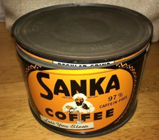 Vintage Sanka 1 Lb Coffee Can 97 Caffein -