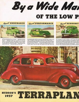 1937 Big Vintage Red Hudson Terraplane De Luxe Sedan Car Photo Print Ad