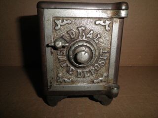 Neat Old Cast Iron Ideal Deposit Combination Safe Still Bank C.  1890 