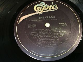 The Clash Self Titled LP,  JE 36060,  1978,  NM/VG, 4
