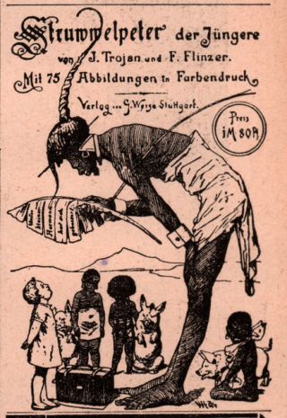 1891 Ad German Struwwelpeter Der Jungere Black Natives Kids Pigs Shockheaded